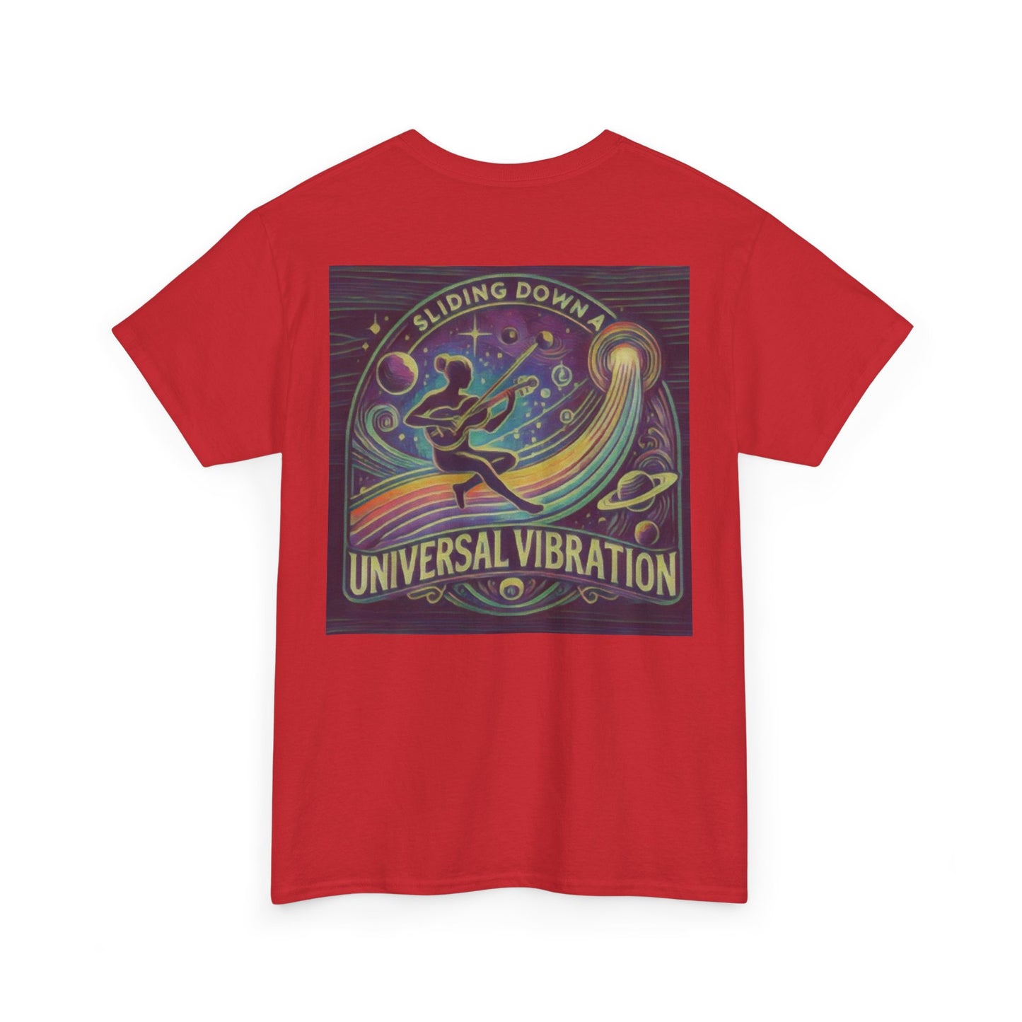 Sliding Down a Universal Vibration Musician T Shirt, Cosmic Soundwave Tee for Music & Energy Lovers, Living Is Power Merch