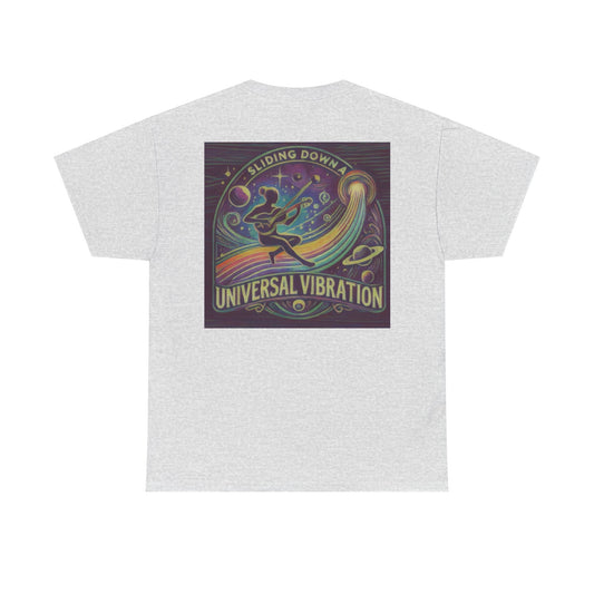 Sliding Down a Universal Vibration Musician T Shirt, Cosmic Soundwave Tee for Music & Energy Lovers, Living Is Power Merch