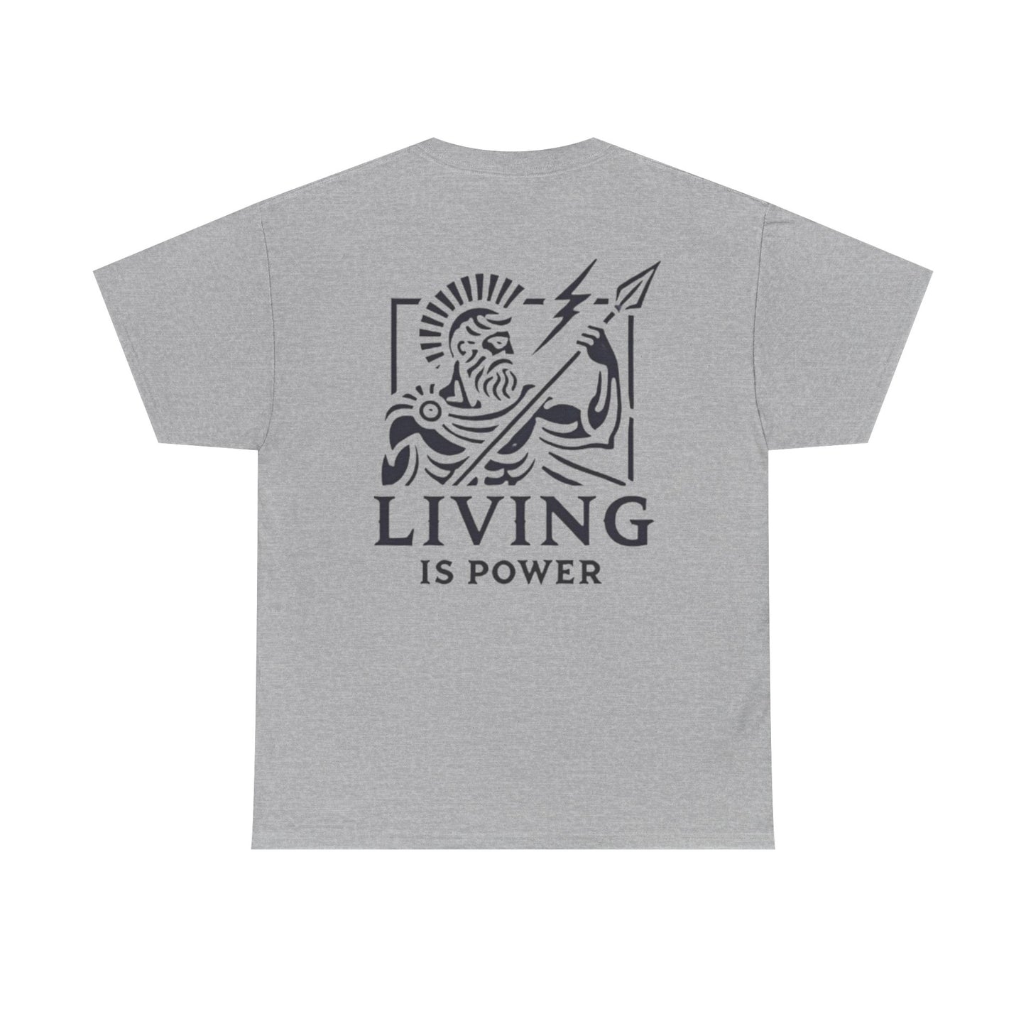 T-shirt avec logo du guerrier grec, graphisme Living Is Power, vêtements de pleine conscience stimulants