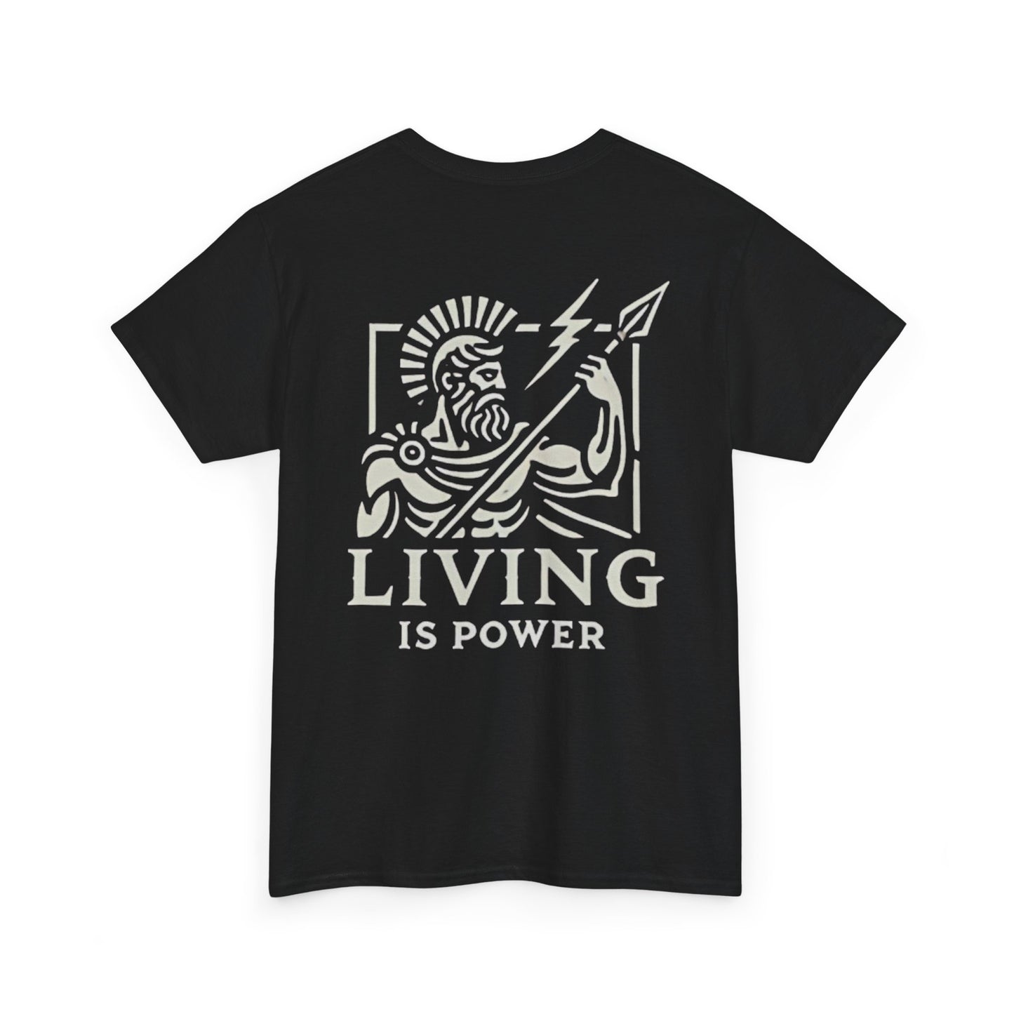 T-shirt avec logo du guerrier grec, graphisme Living Is Power, vêtements de pleine conscience stimulants