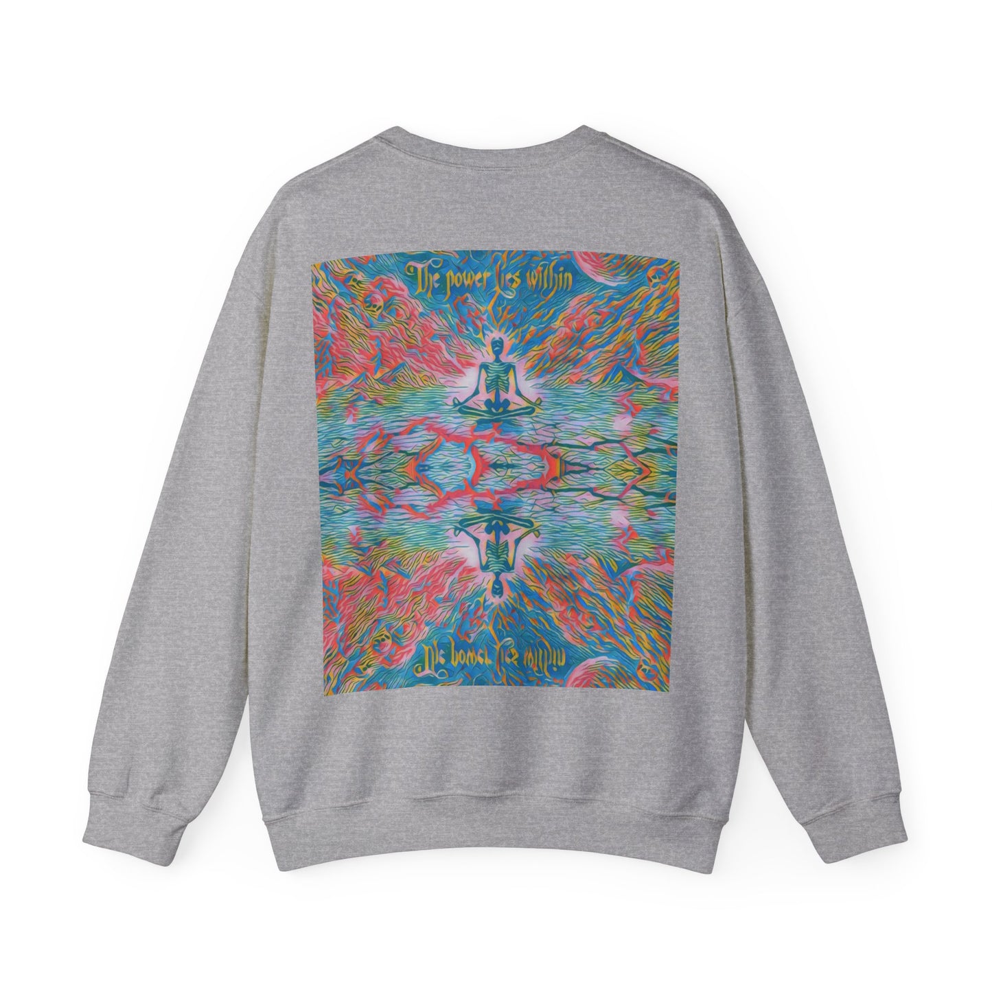 Meditating Skeleton Pastel Crewneck Sweatshirt , Living Is Power Merch, Unique Artistic Graphic , Skater