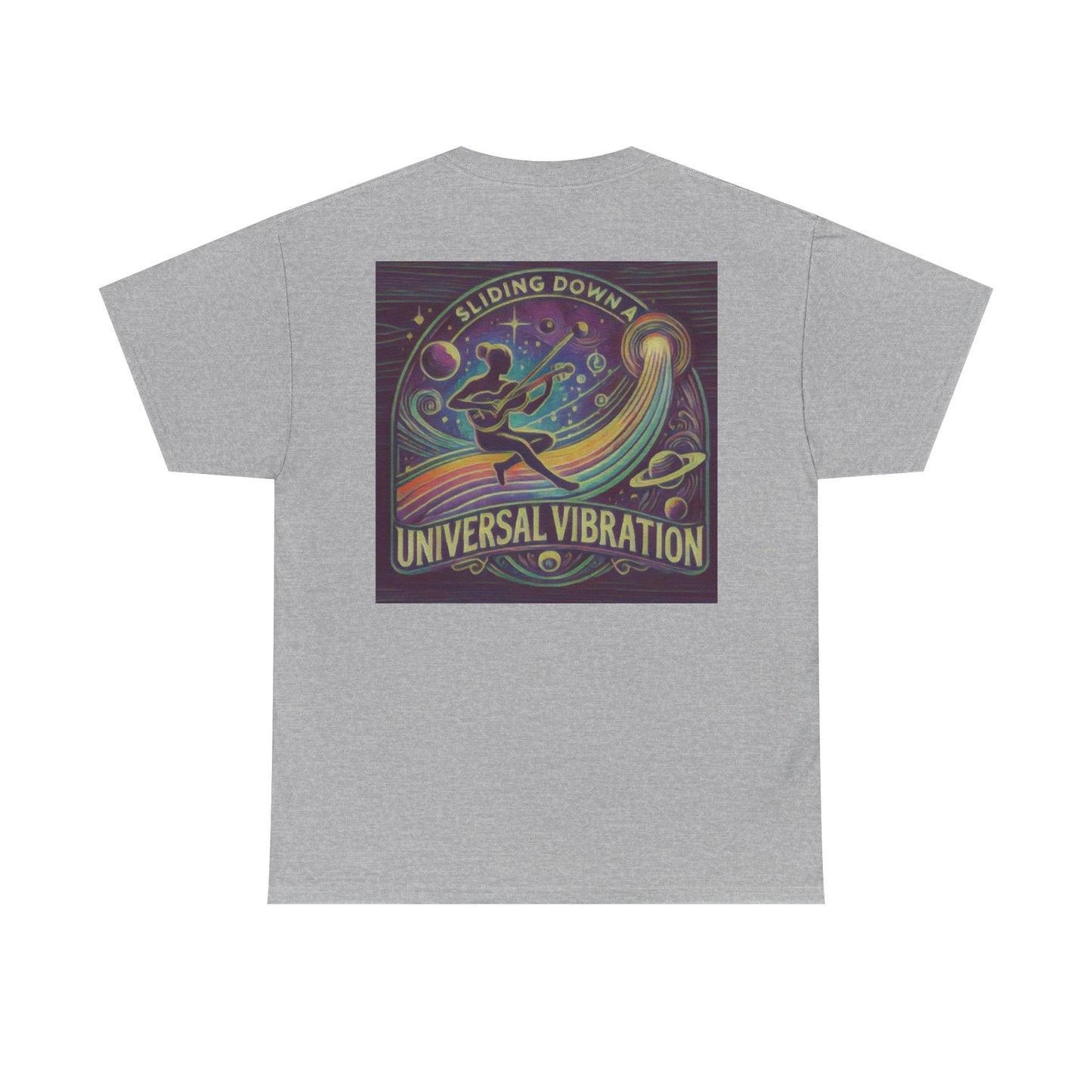 Sliding Down a Universal Vibration Musician T Shirt, Cosmic Soundwave Tee for Music & Energy Lovers, Living Is Power Merch