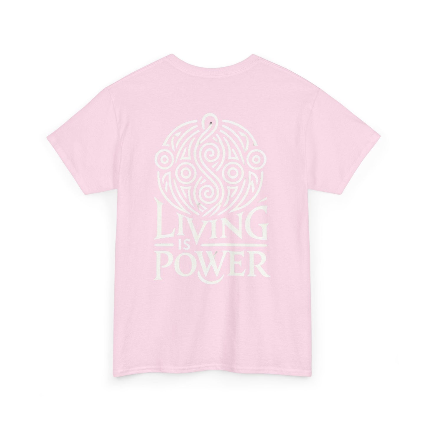 T-shirt unisexe en coton épais Living Is Power, coupe classique, durable, intemporel au quotidien