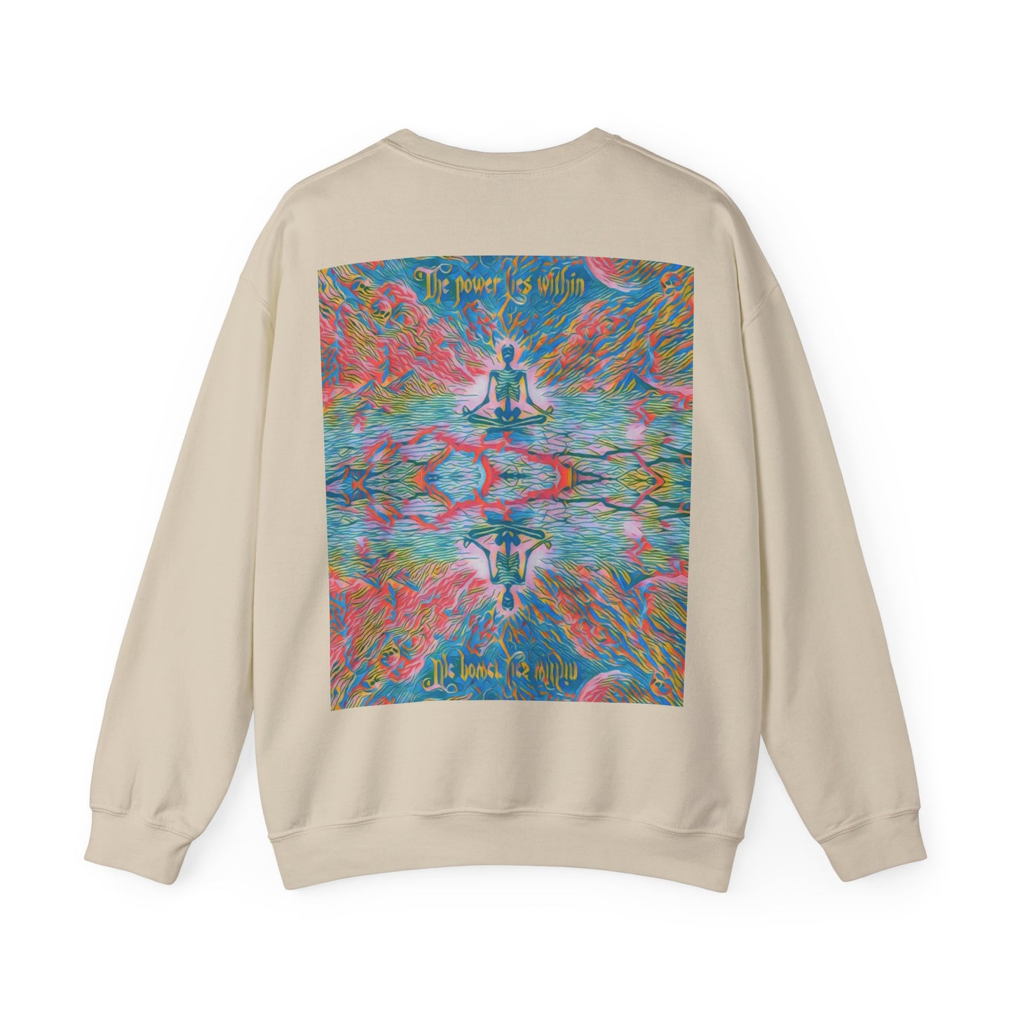 Meditating Skeleton Pastel Crewneck Sweatshirt , Living Is Power Merch, Unique Artistic Graphic , Skater