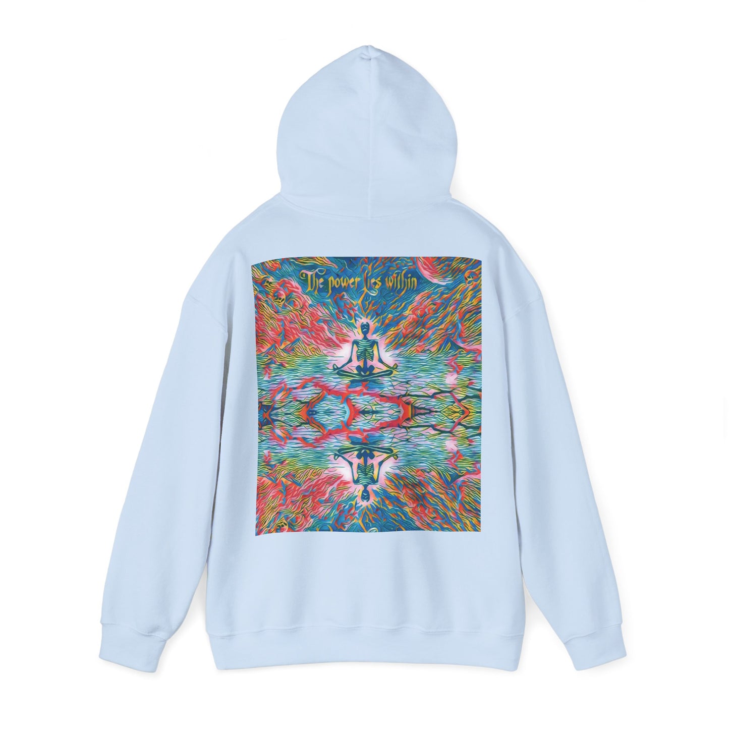 Meditating Skeleton Pastel Hoodie, Living Is Power Merch, Unique Artistic Graphic Hoodie, Skater Hoodie