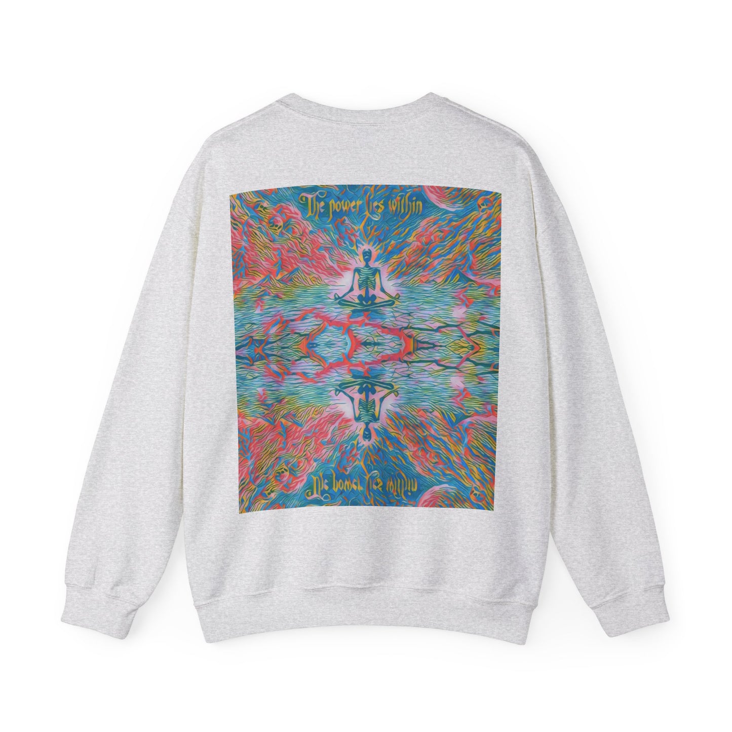 Meditating Skeleton Pastel Crewneck Sweatshirt , Living Is Power Merch, Unique Artistic Graphic , Skater