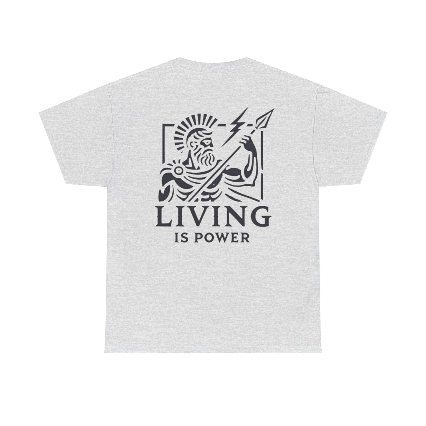 T-shirt avec logo du guerrier grec, graphisme Living Is Power, vêtements de pleine conscience stimulants