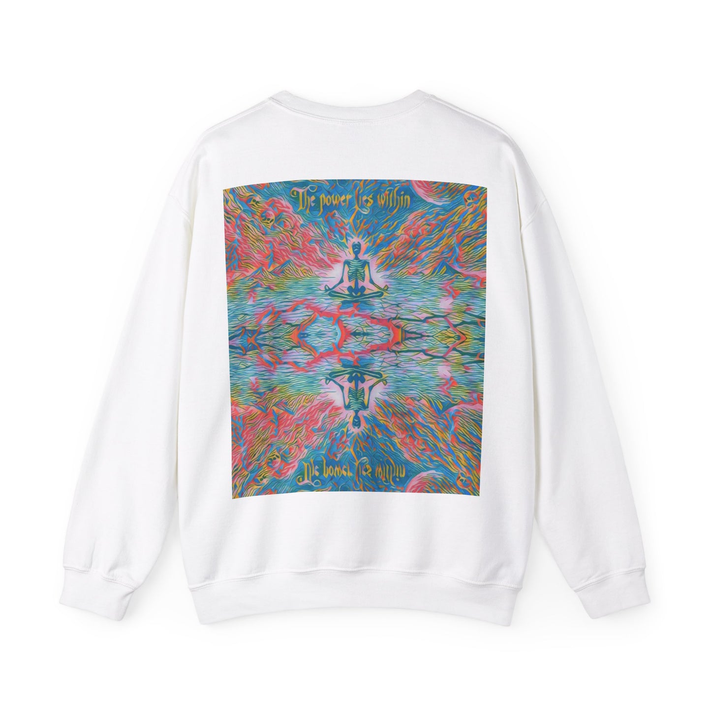 Meditating Skeleton Pastel Crewneck Sweatshirt , Living Is Power Merch, Unique Artistic Graphic , Skater