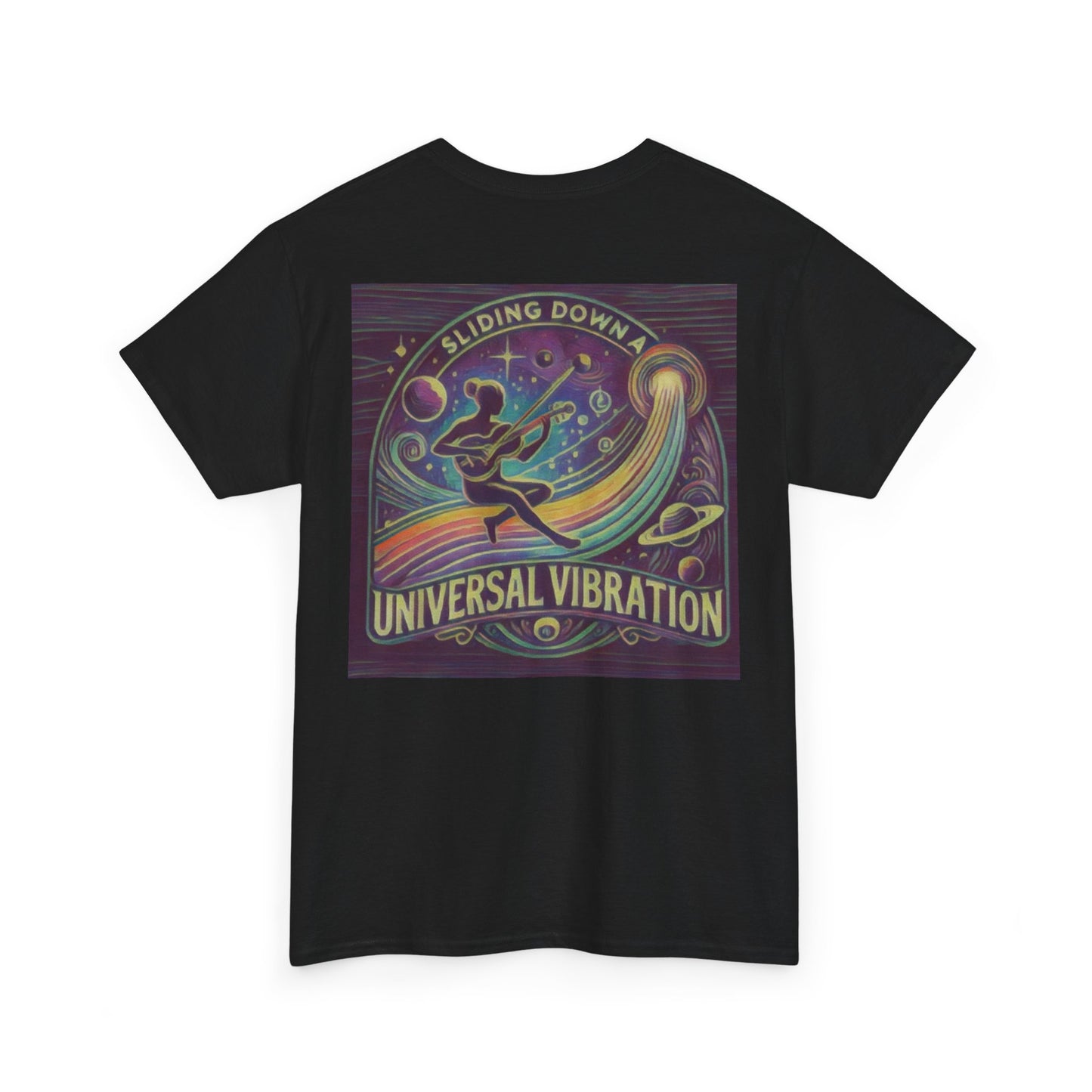 Sliding Down a Universal Vibration Musician T Shirt, Cosmic Soundwave Tee for Music & Energy Lovers, Living Is Power Merch