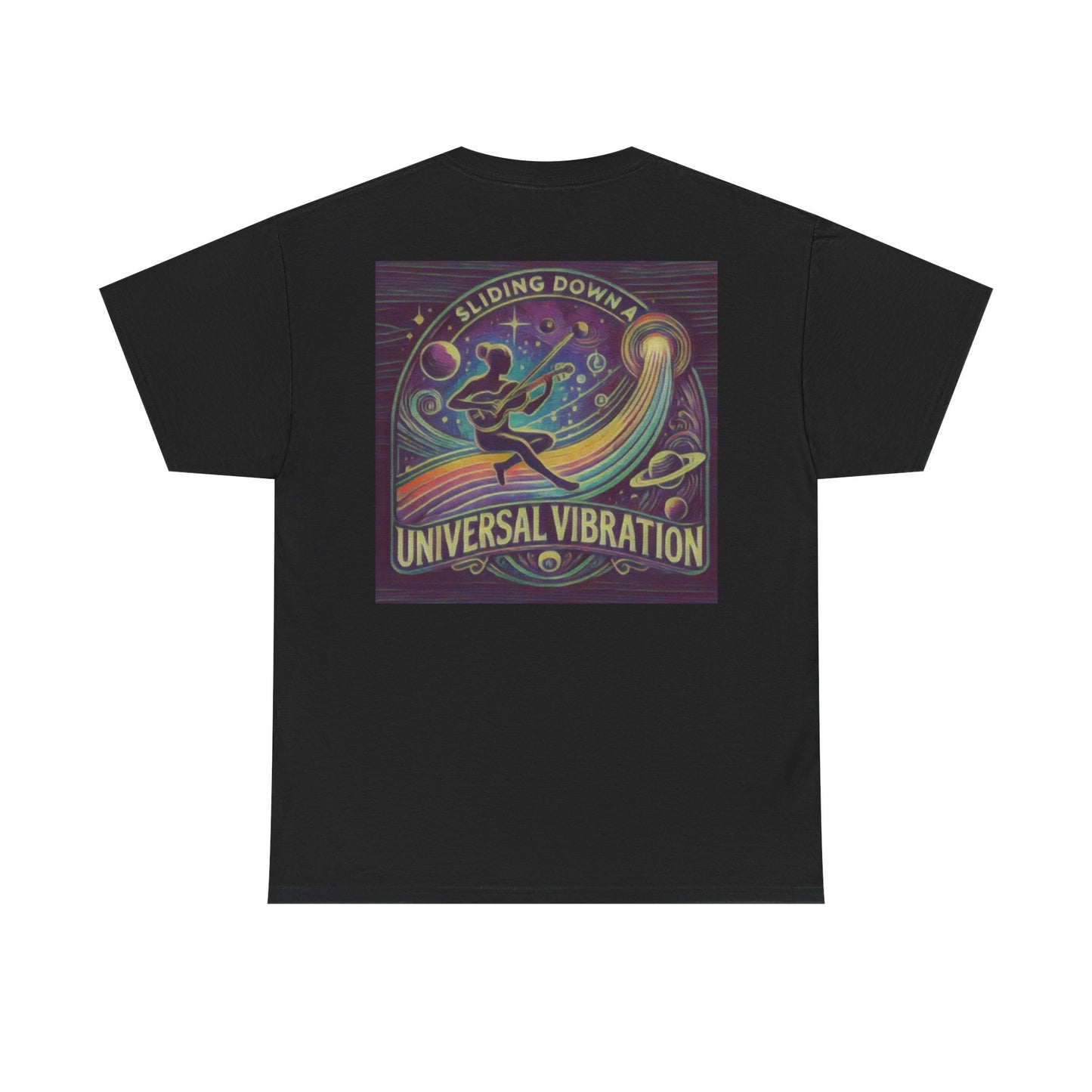 Sliding Down a Universal Vibration Musician T Shirt, Cosmic Soundwave Tee for Music & Energy Lovers, Living Is Power Merch