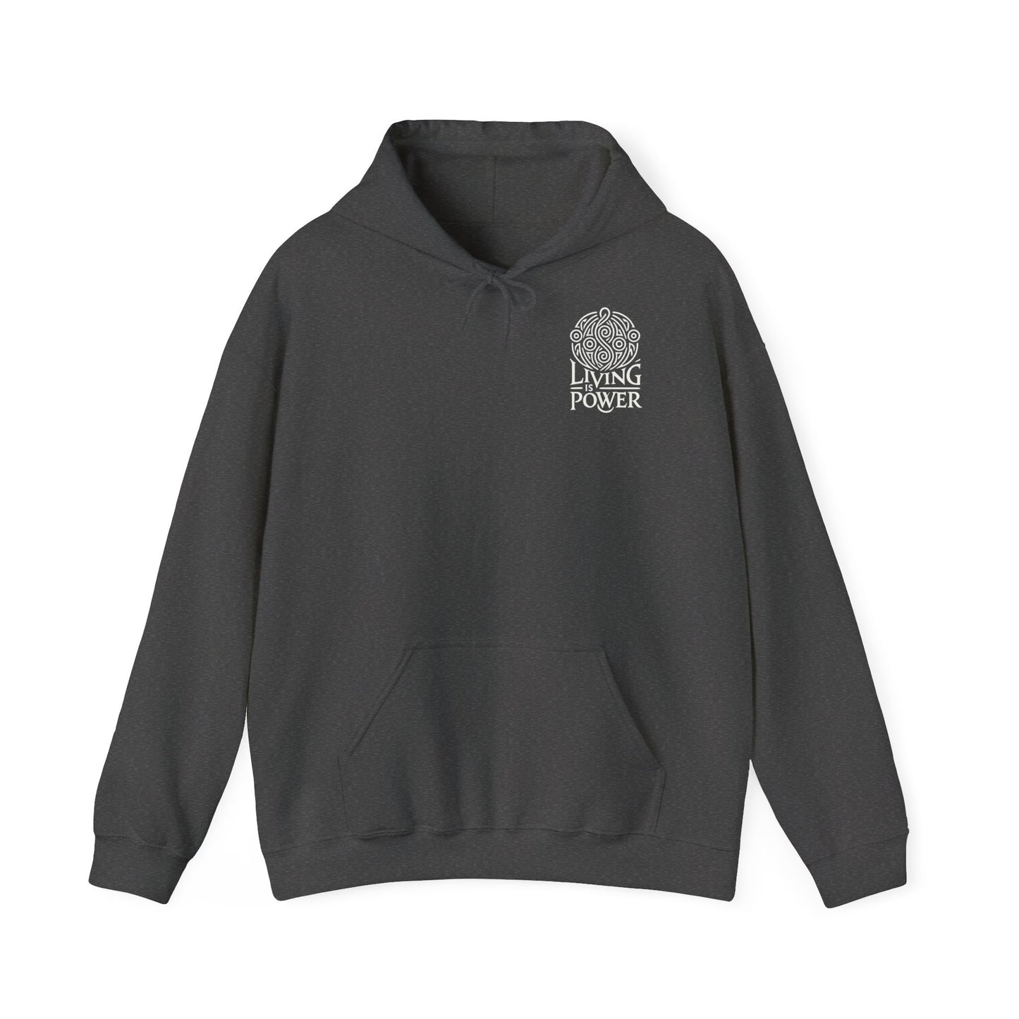 Power Head Graphic Hoodie, Living Is Power Unisex Hoodie, Bold & Empowering Statement Apparel