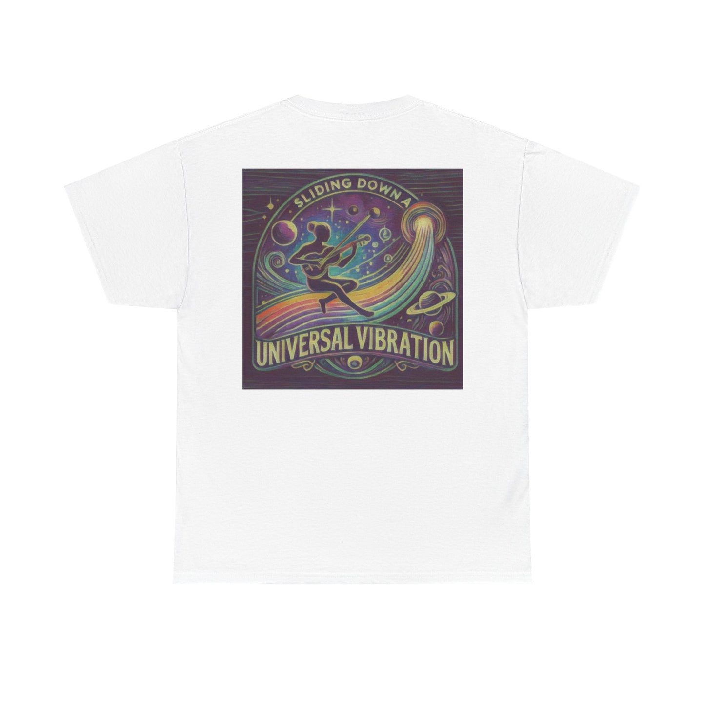 Sliding Down a Universal Vibration Musician T Shirt, Cosmic Soundwave Tee for Music & Energy Lovers, Living Is Power Merch