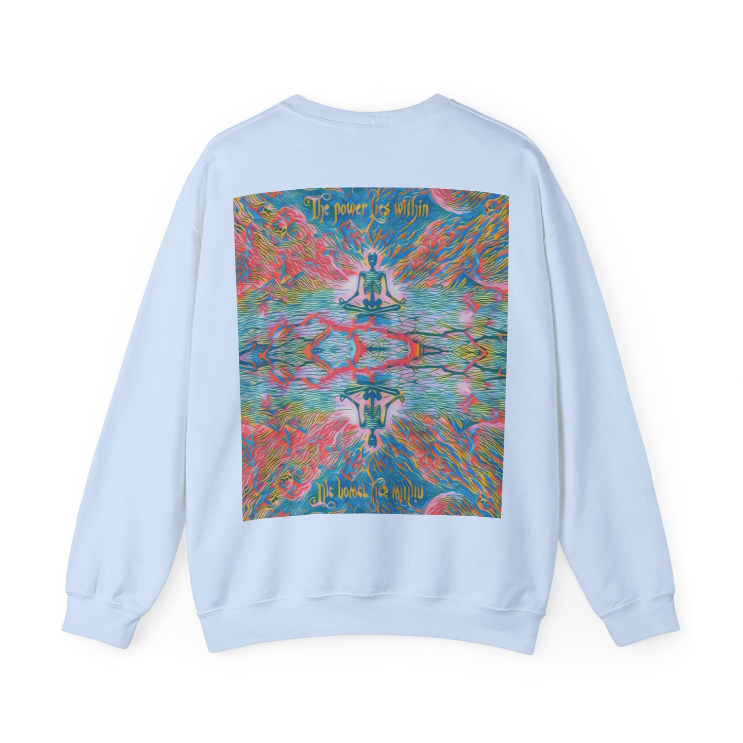 Meditating Skeleton Pastel Crewneck Sweatshirt , Living Is Power Merch, Unique Artistic Graphic , Skater