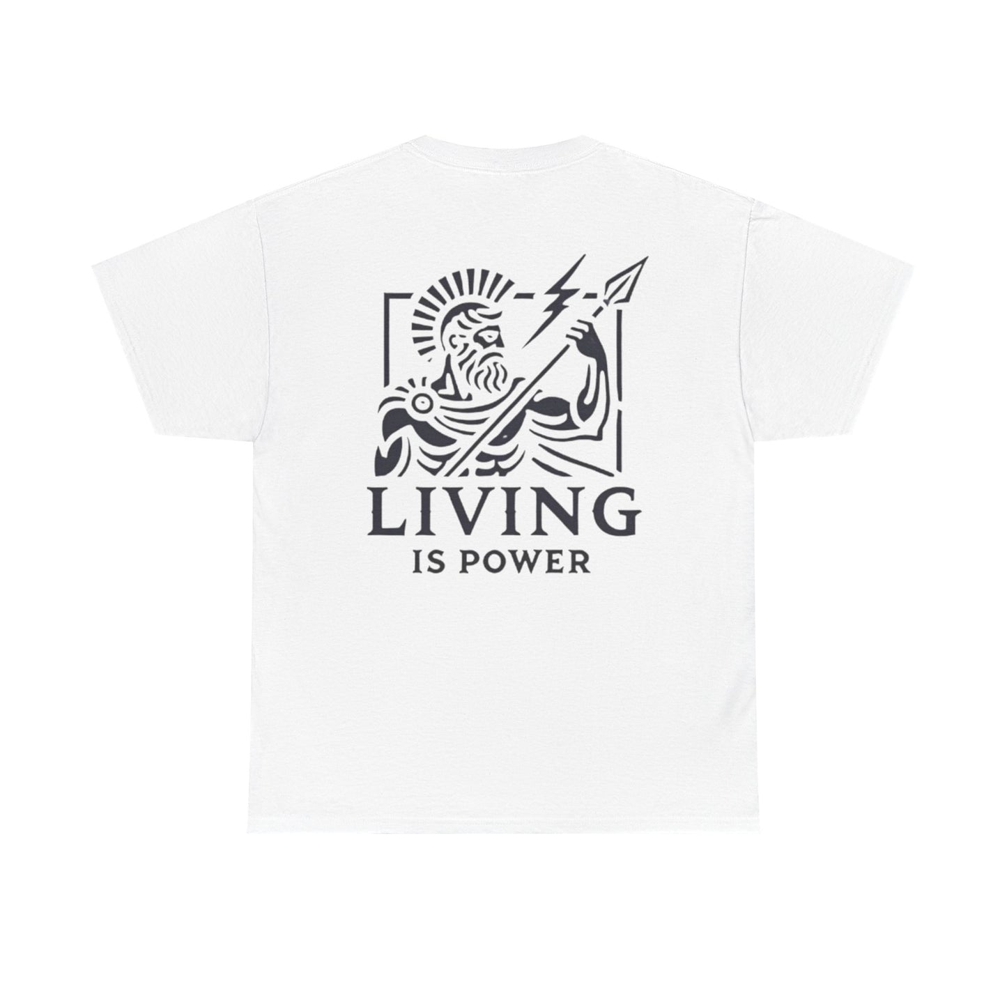 T-shirt avec logo du guerrier grec, graphisme Living Is Power, vêtements de pleine conscience stimulants