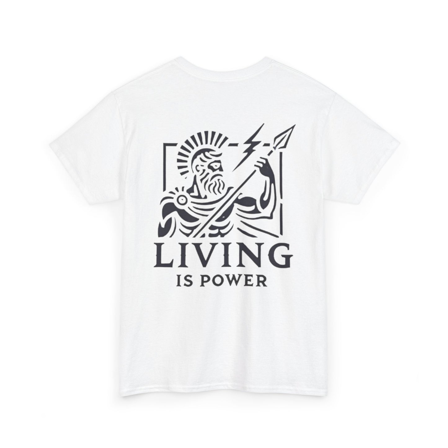 T-shirt avec logo du guerrier grec, graphisme Living Is Power, vêtements de pleine conscience stimulants