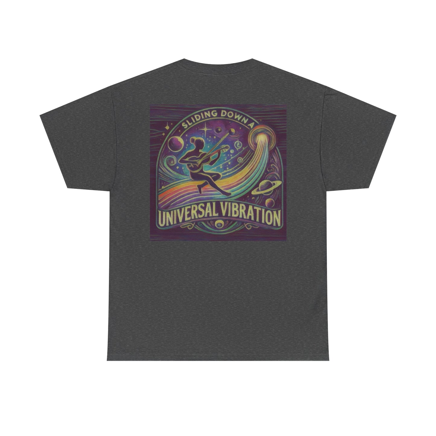 Sliding Down a Universal Vibration Musician T Shirt, Cosmic Soundwave Tee for Music & Energy Lovers, Living Is Power Merch