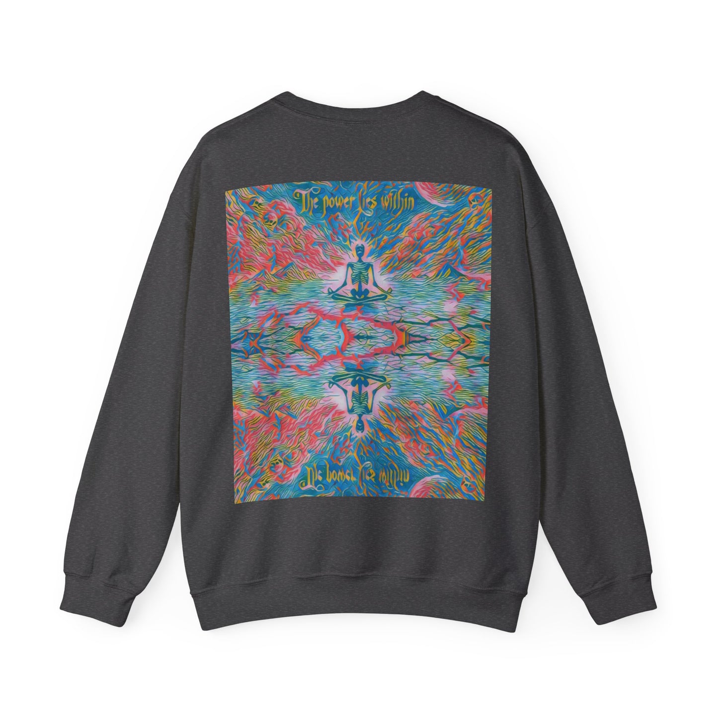 Meditating Skeleton Pastel Crewneck Sweatshirt , Living Is Power Merch, Unique Artistic Graphic , Skater