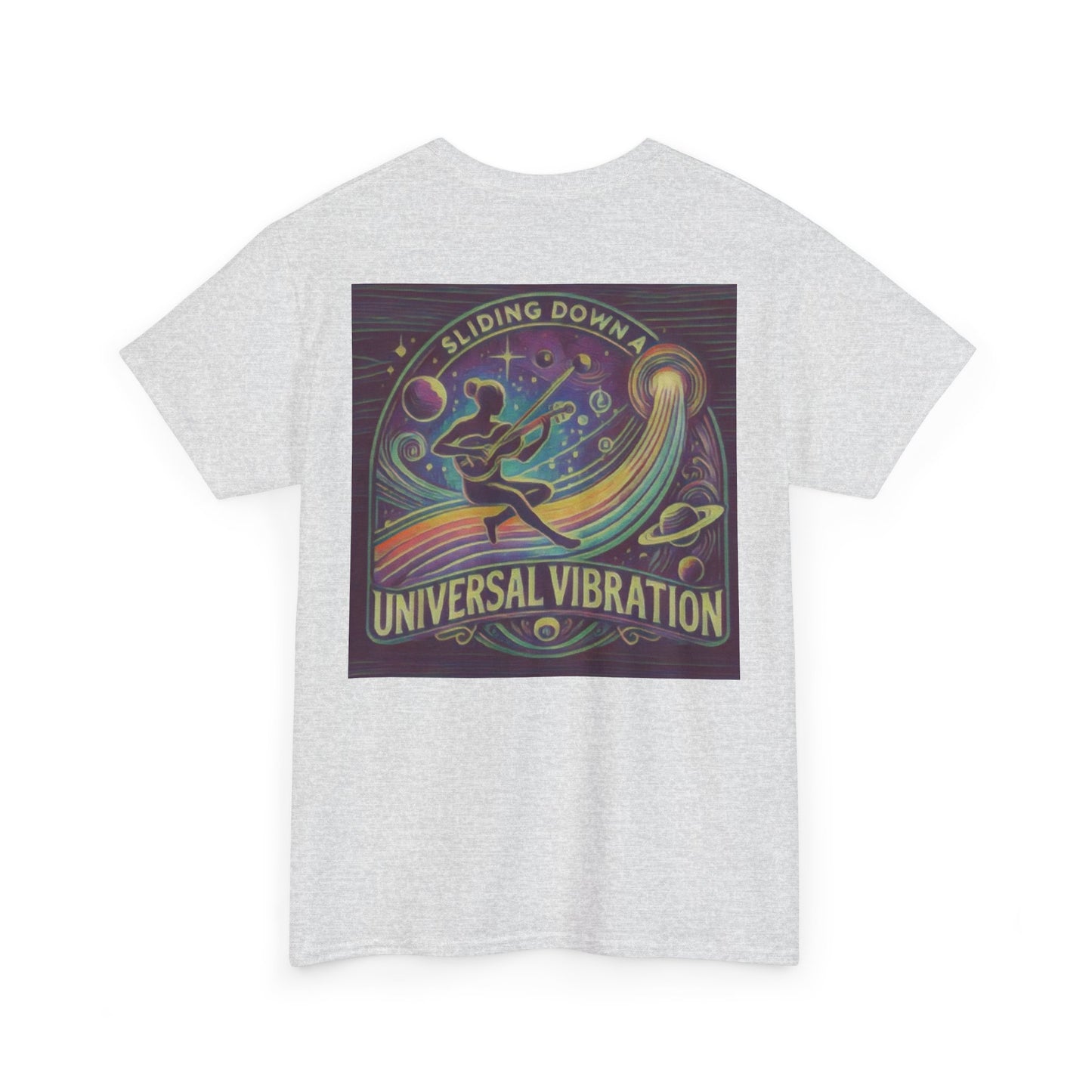 Sliding Down a Universal Vibration Musician T Shirt, Cosmic Soundwave Tee for Music & Energy Lovers, Living Is Power Merch