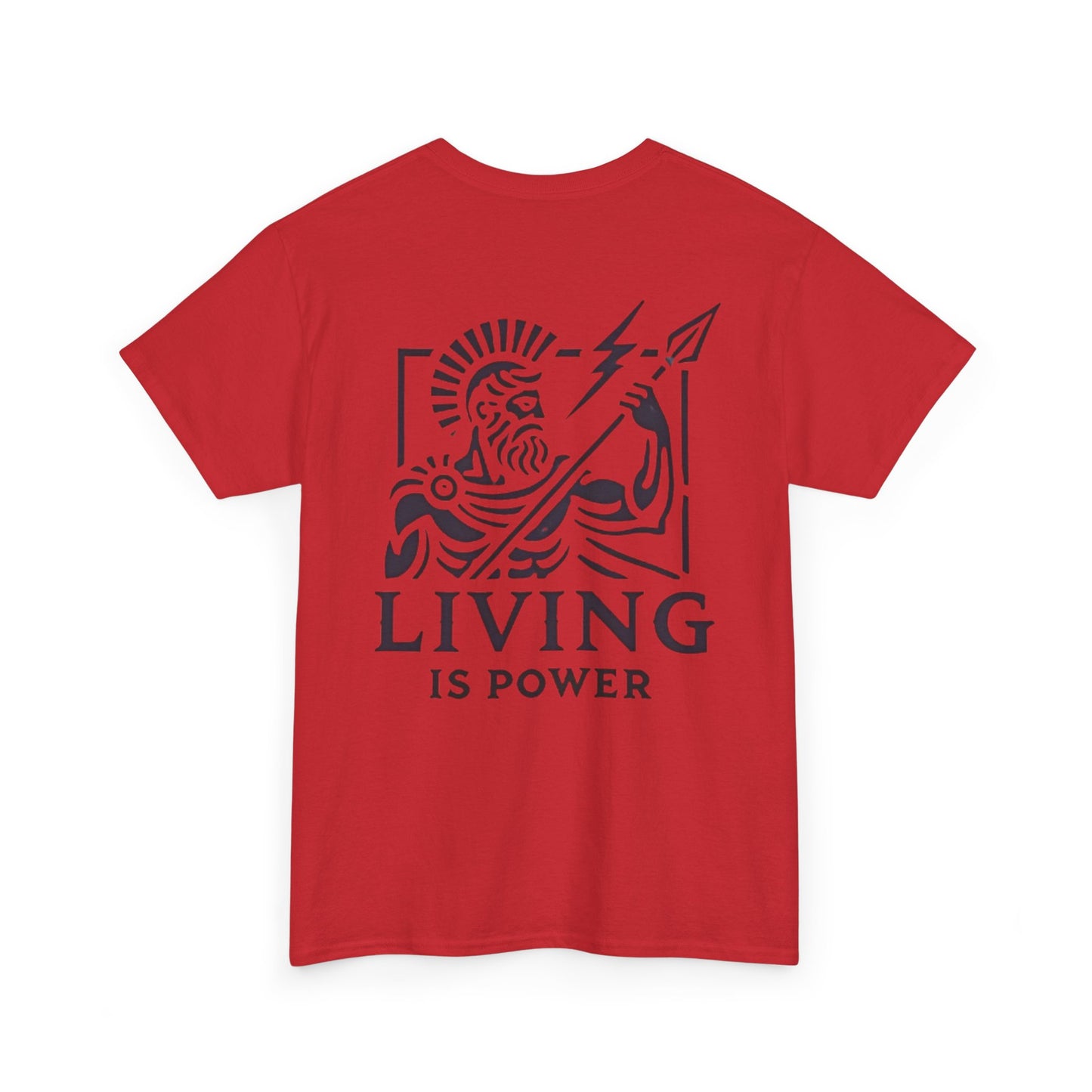 T-shirt avec logo du guerrier grec, graphisme Living Is Power, vêtements de pleine conscience stimulants