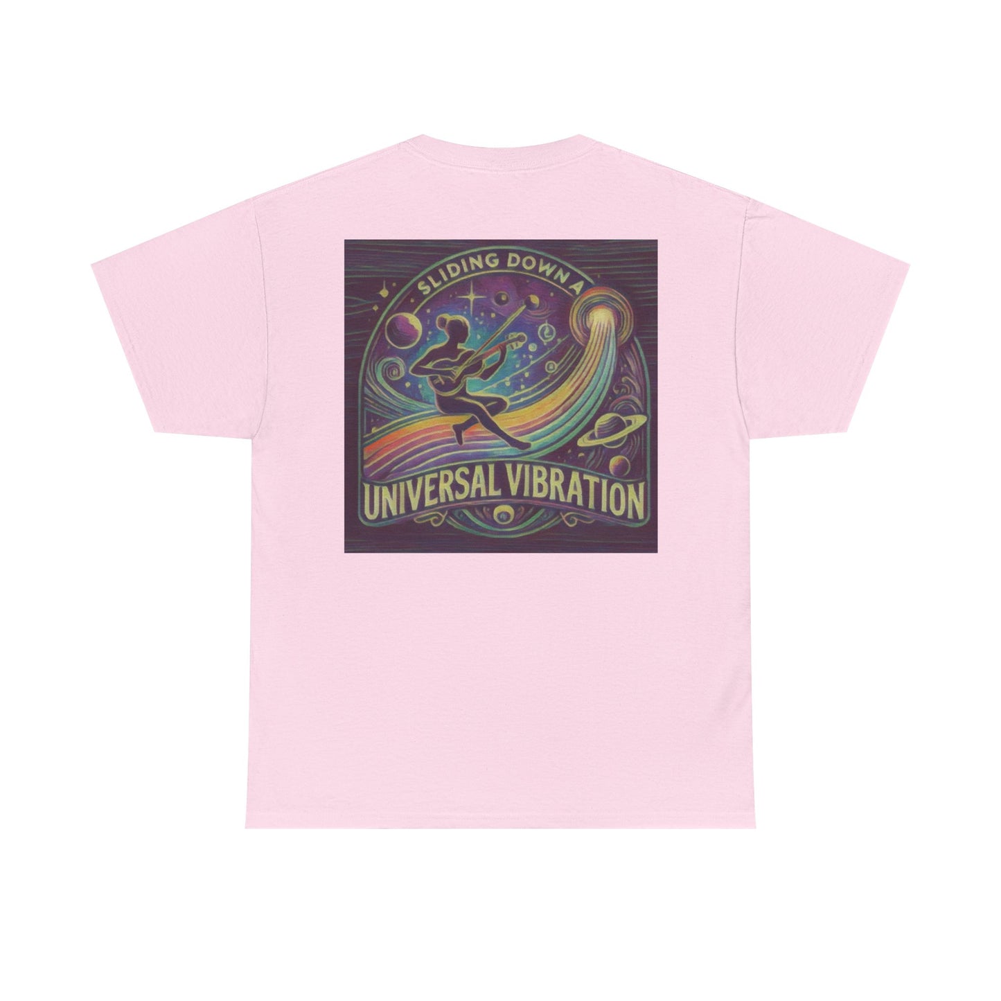 Sliding Down a Universal Vibration Musician T Shirt, Cosmic Soundwave Tee for Music & Energy Lovers, Living Is Power Merch