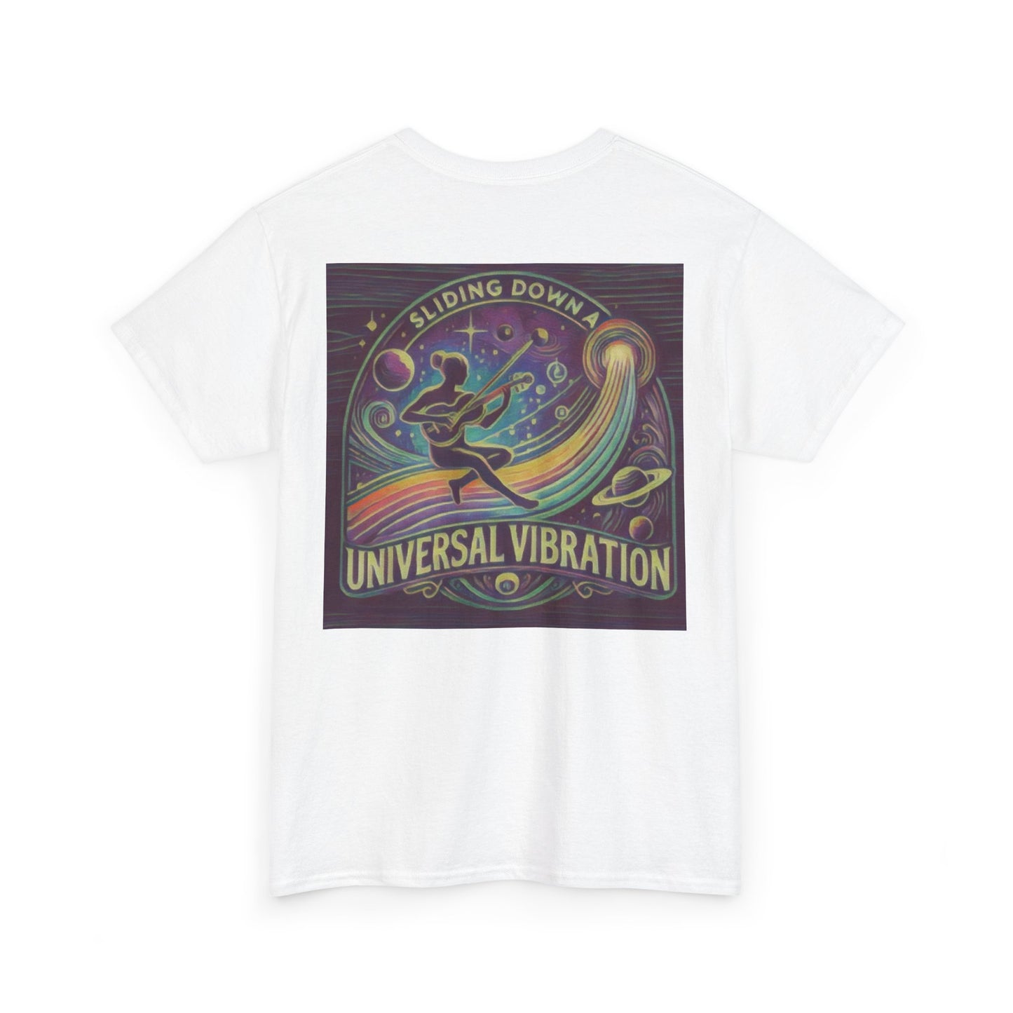 T-shirt de musicien Sliding Down a Universal Vibration, T-shirt Cosmic Soundwave pour les amateurs de musique et d'énergie, Living Is Power Merch