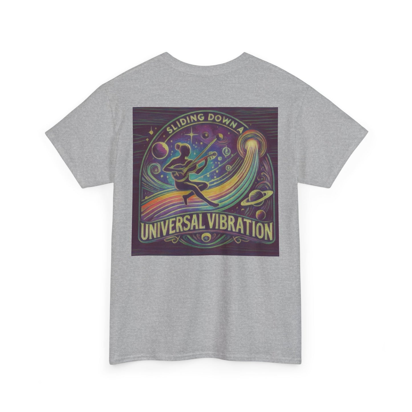 T-shirt de musicien Sliding Down a Universal Vibration, T-shirt Cosmic Soundwave pour les amateurs de musique et d'énergie, Living Is Power Merch