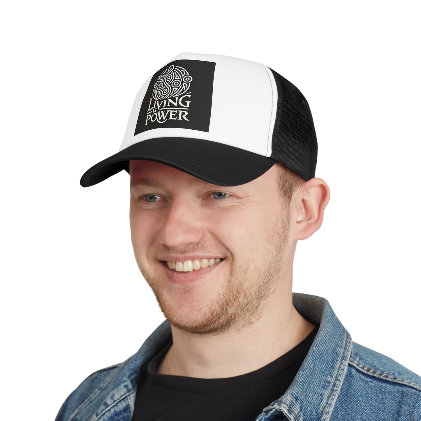 Living Is Power Logo Mesh Hat – Breathable & Stylish Trucker Cap