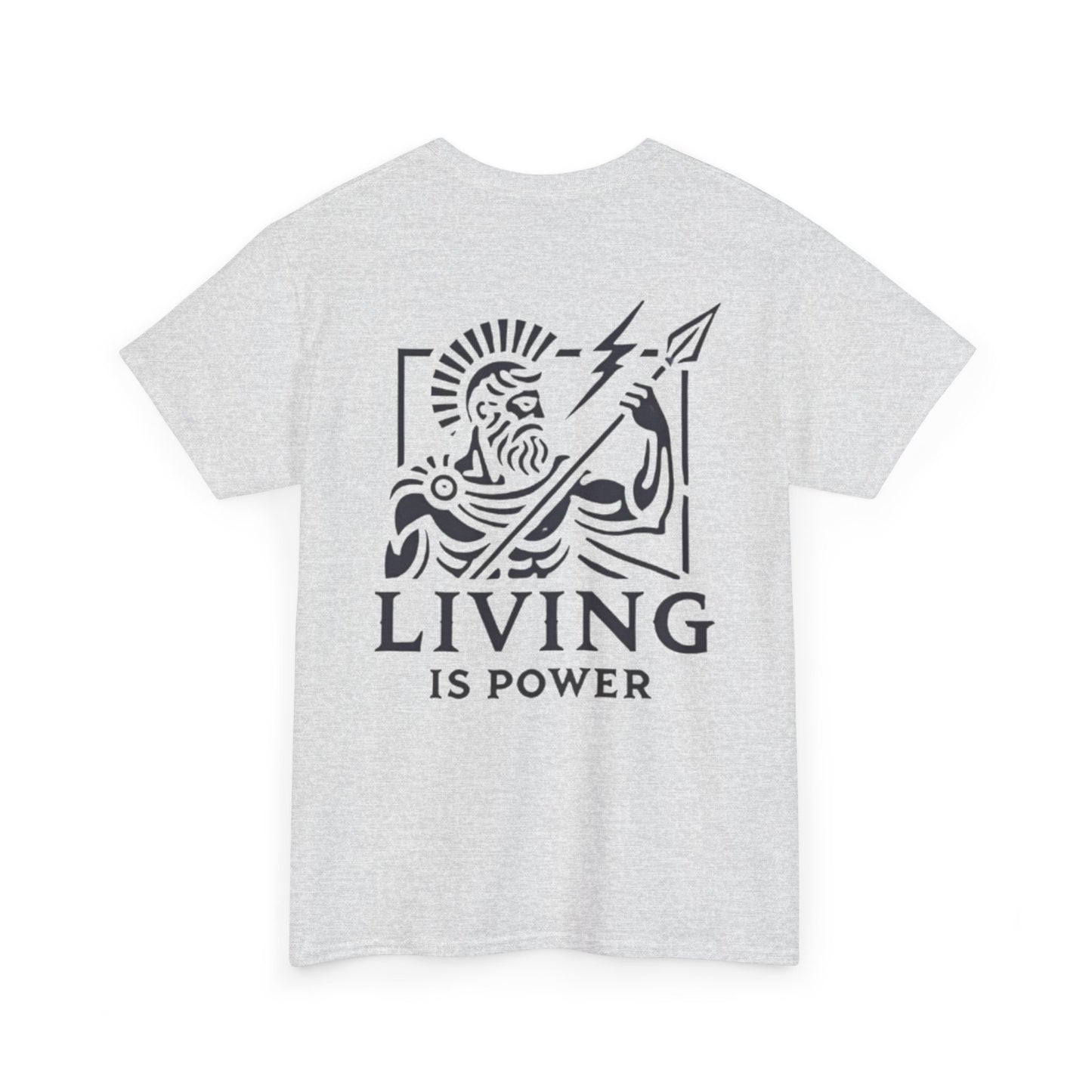 T-shirt avec logo du guerrier grec, graphisme Living Is Power, vêtements de pleine conscience stimulants