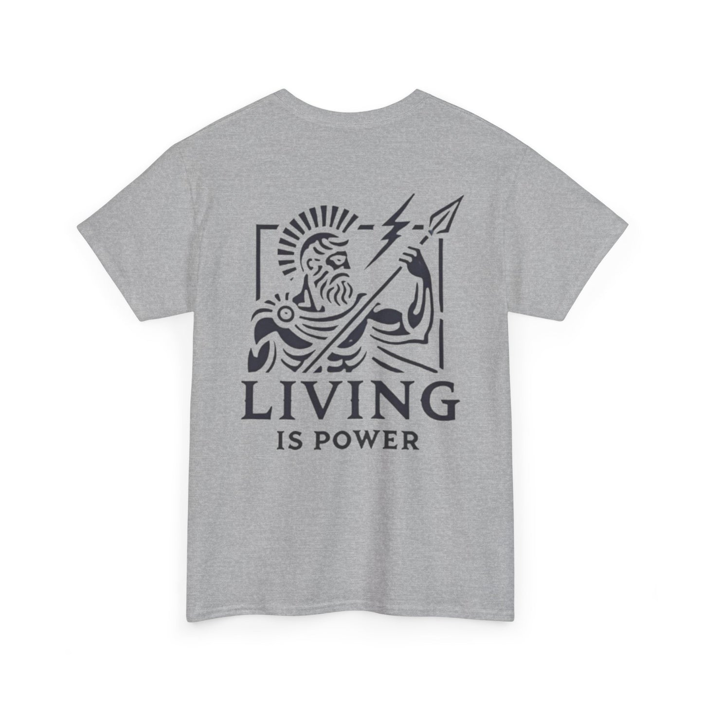 T-shirt avec logo du guerrier grec, graphisme Living Is Power, vêtements de pleine conscience stimulants