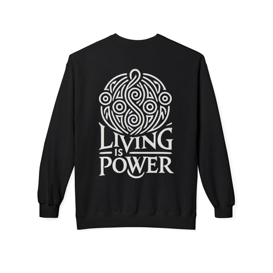 Sweat-shirt ras du cou en polaire doux avec logo Living Is Power – Inspirant, confortable et audacieux